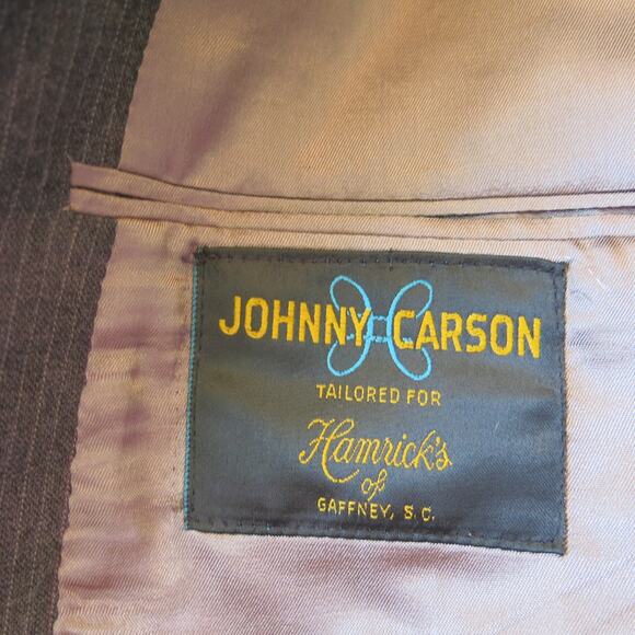 VINTAGE JOHNNY CARSON Suit Jacket/Sports Coat Size 46 Hamricks Gaffney SC Black - Picture 14 of 16